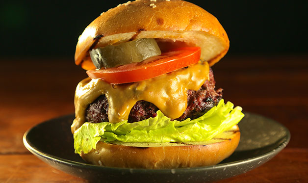 Hay-Smoked Burgers with Rauchbier Cheese Sauce