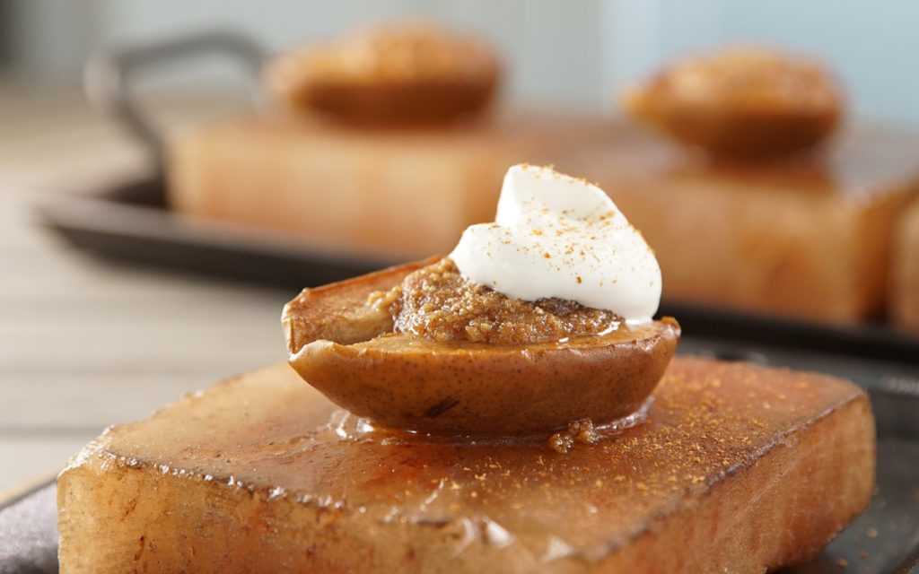 Salt Slab-Grilled Pears with Amaretti