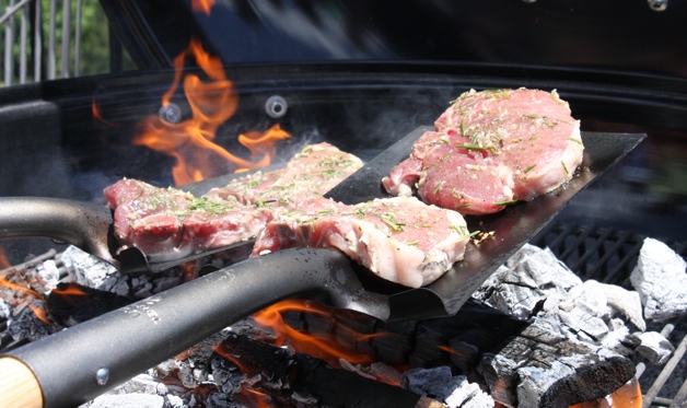 Pork T-Bones on a Shovel