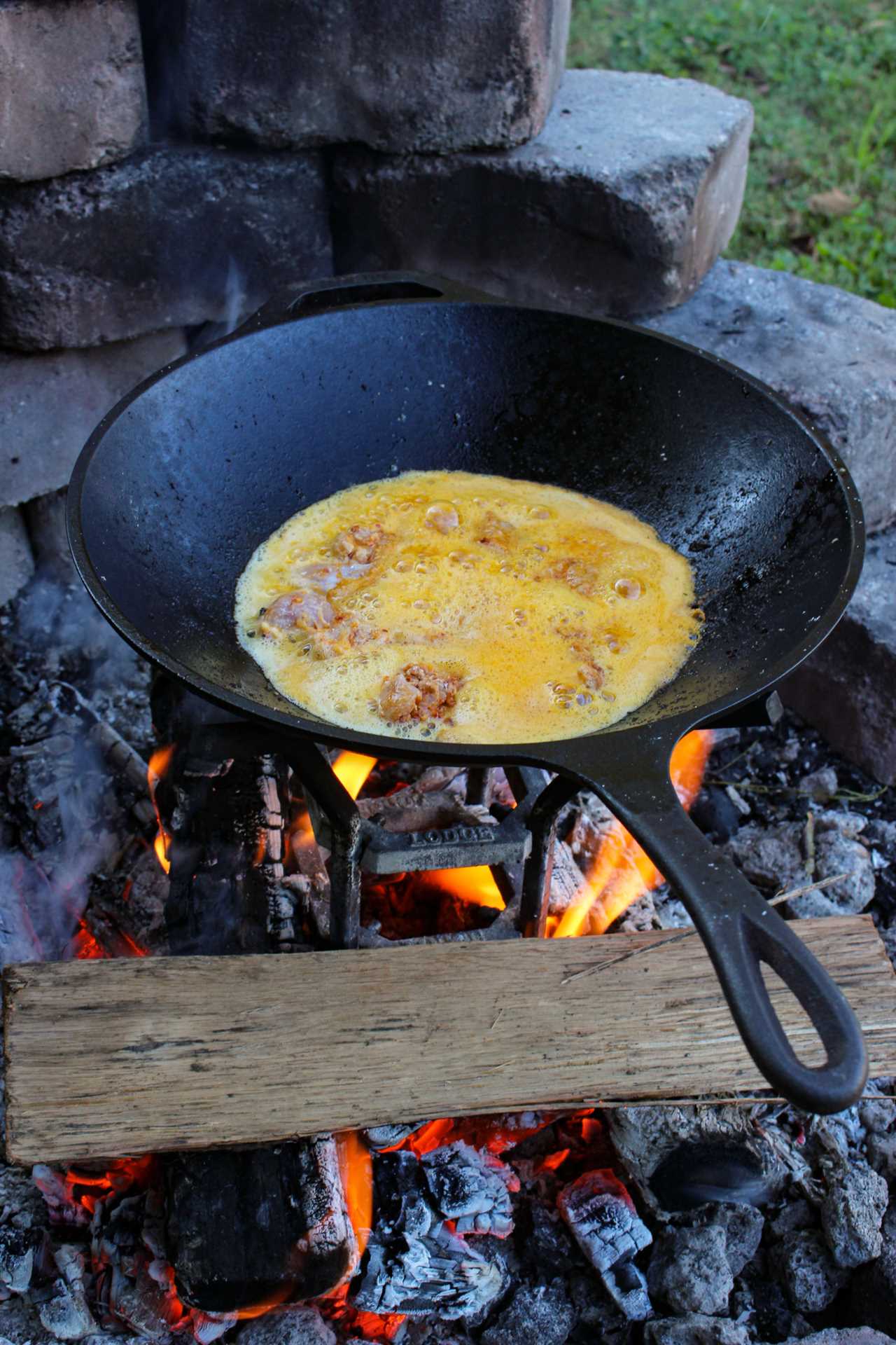 Crispy Orange Chicken in a shallow fry