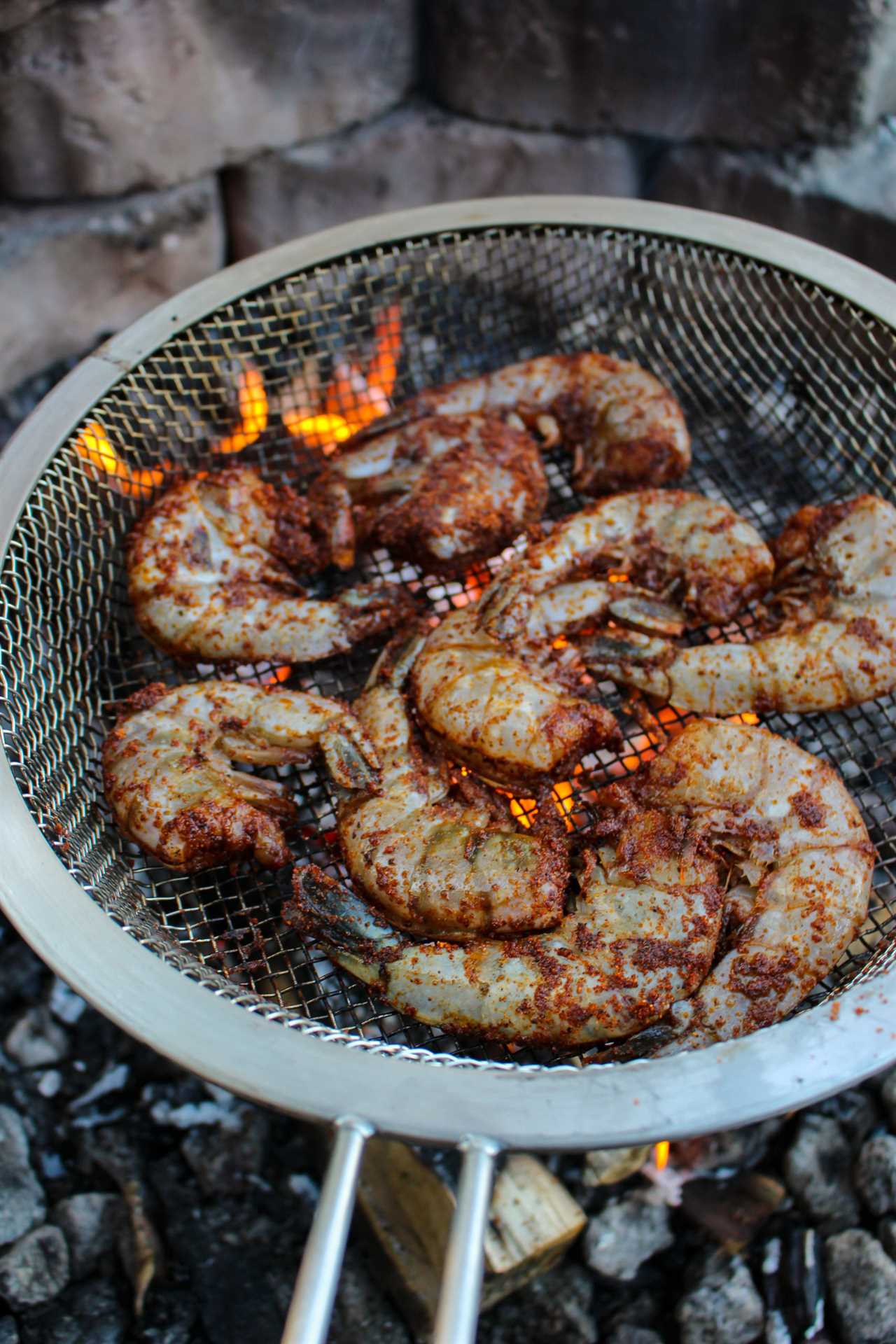 Nashville Hot Grilled Shrimp still cooking. 