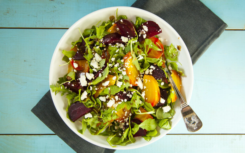 Smoked Beet Salad with Smoky Raisin Vinaigrette