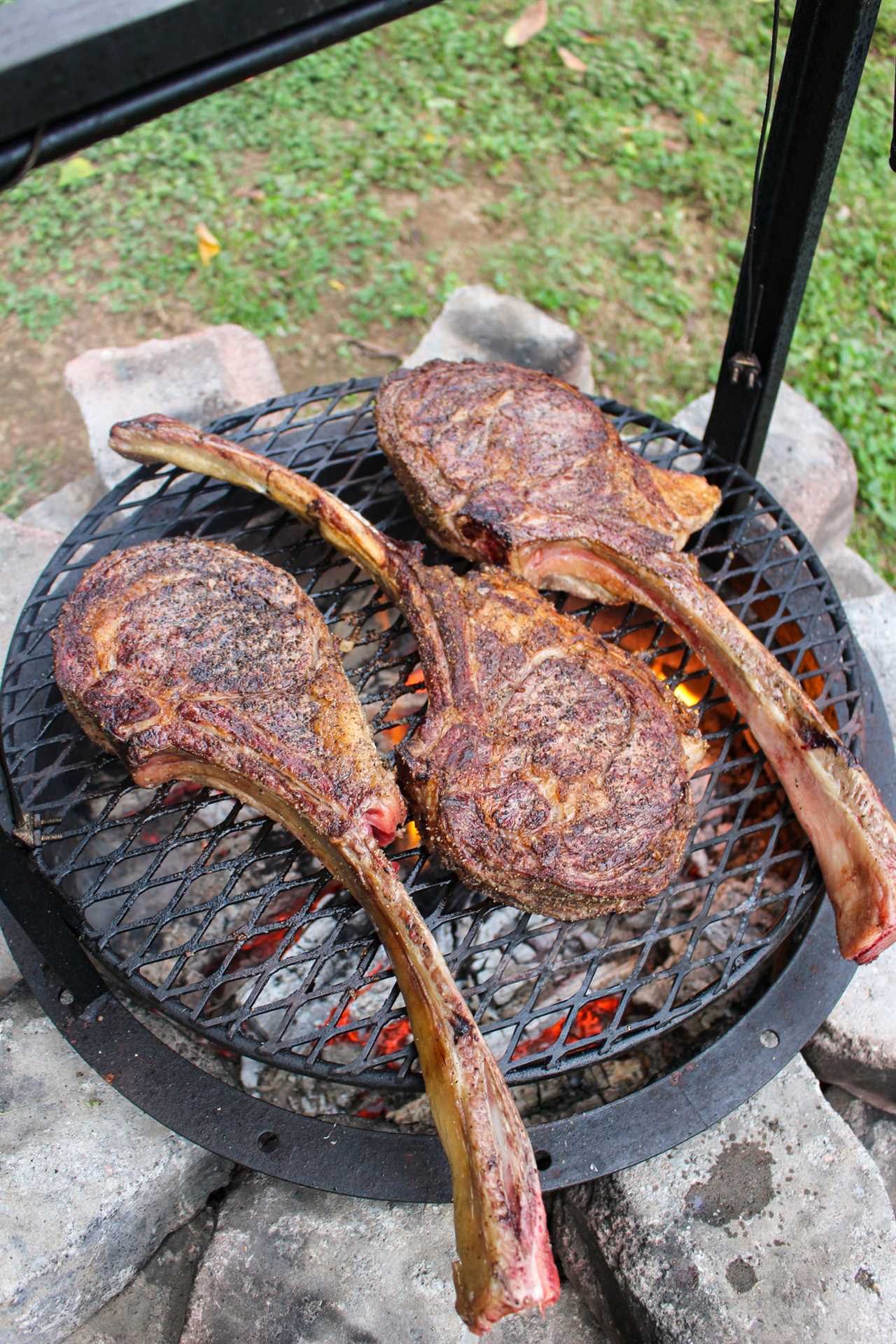 Tomahawk Steaks after the first flip.