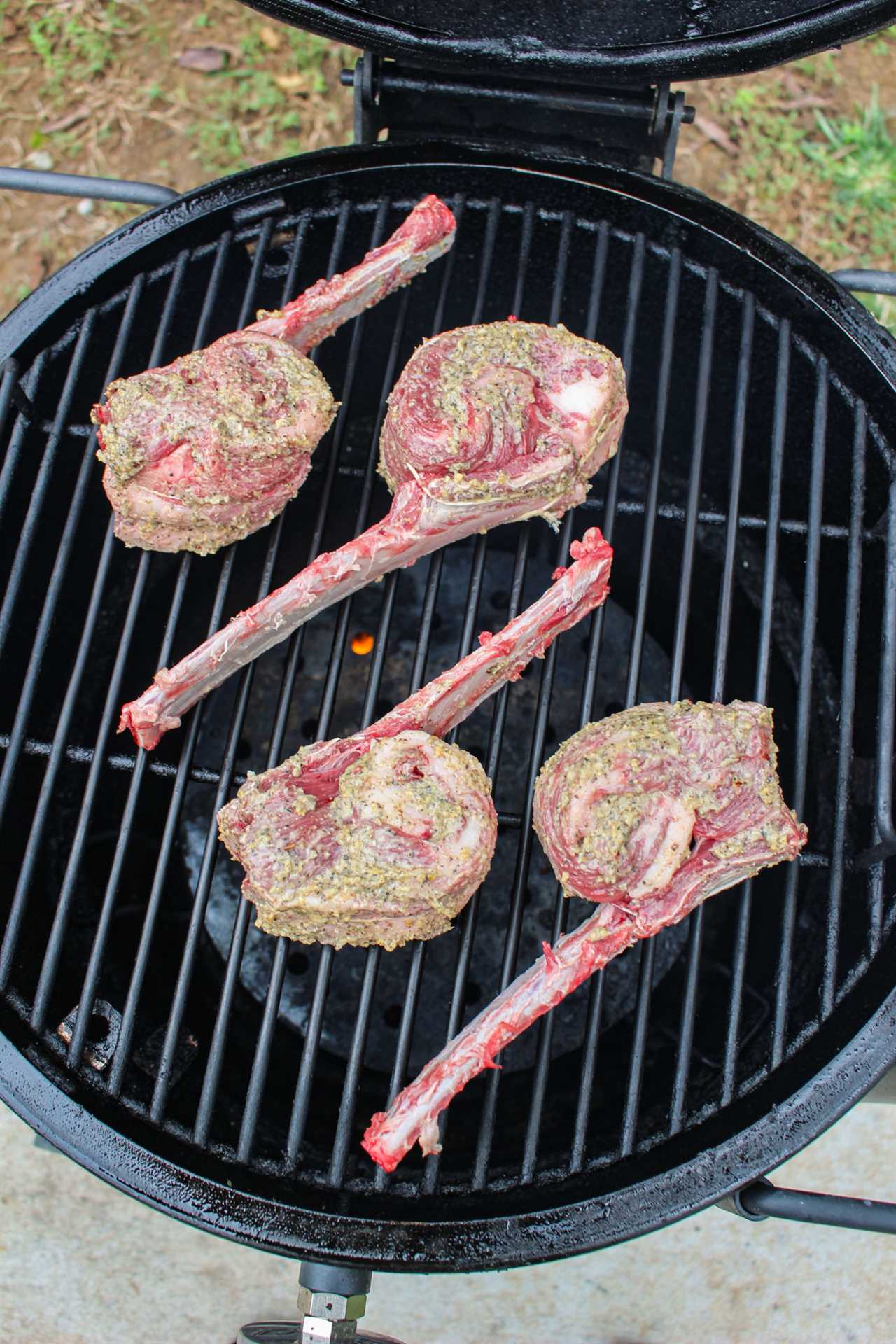 Tomahawk Beef Short Ribs hit the grill.