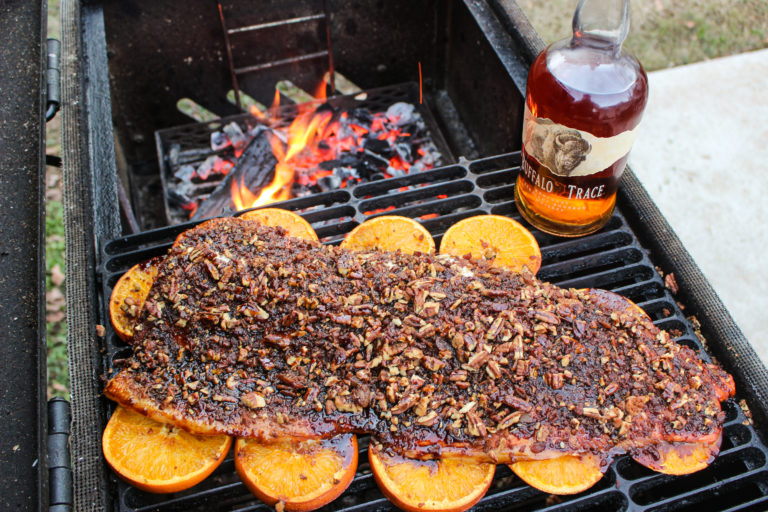 Bourbon Bacon Pecan Salmon with some Buffalo Trace