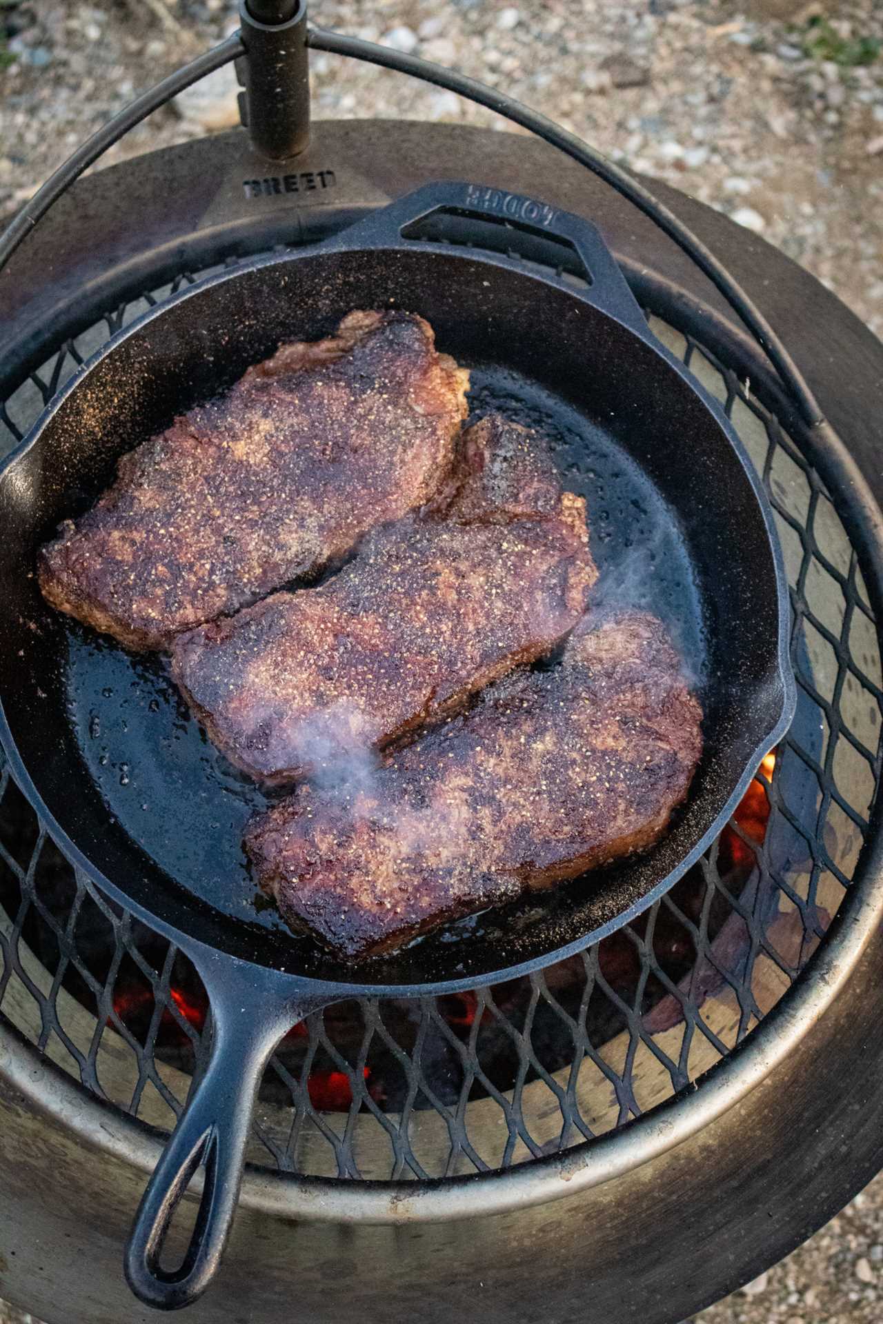 New York Strips with Bourbon Mushrooms