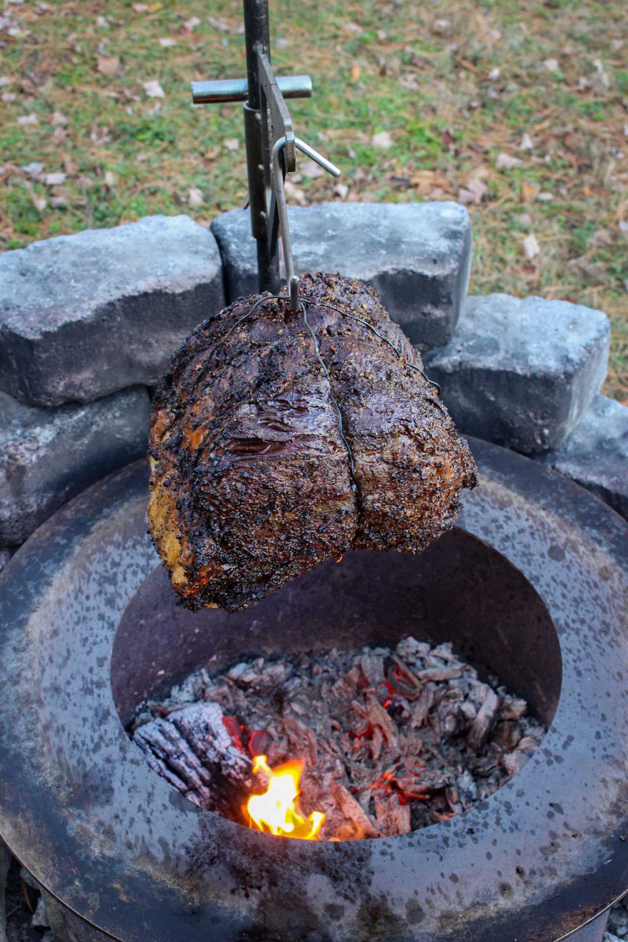 Hanging Prime Rib as it cooks