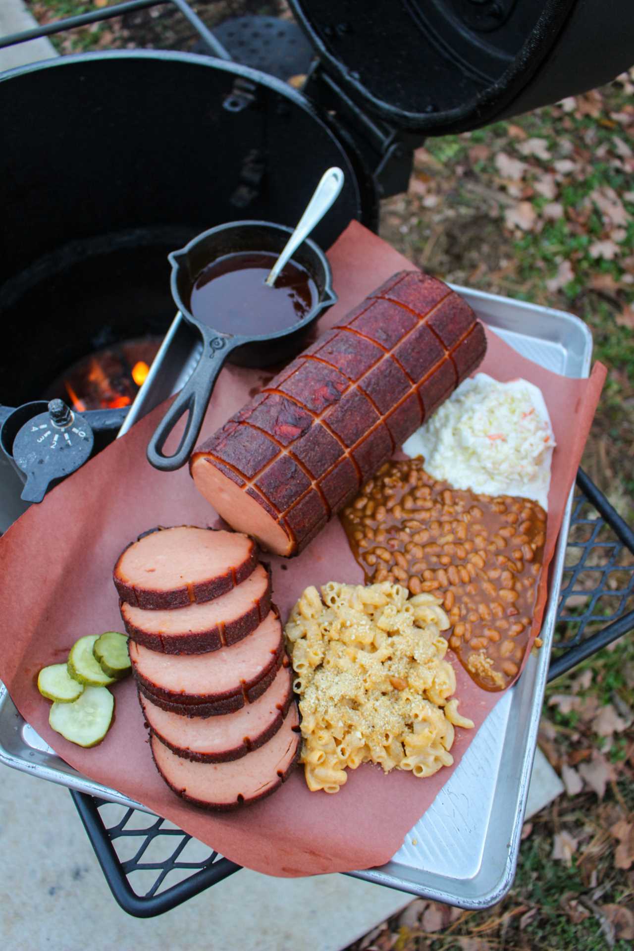 Smoked Bologna plated and ready to eat.