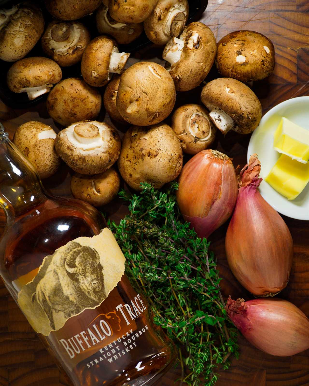 Bourbon Beef Wellington prepping materials.