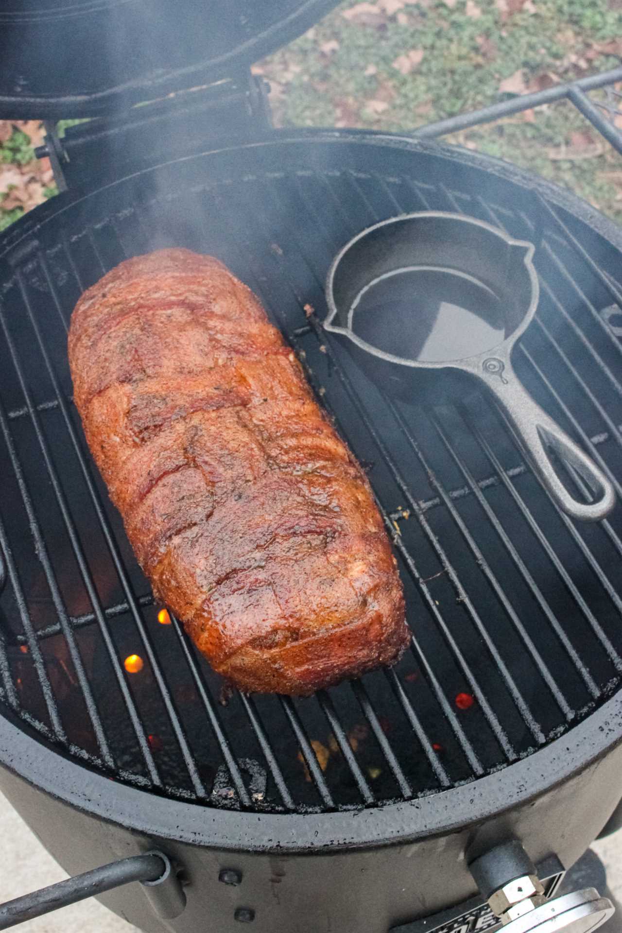 Chorizo Breakfast Fatty smoked right before it gets glazed.