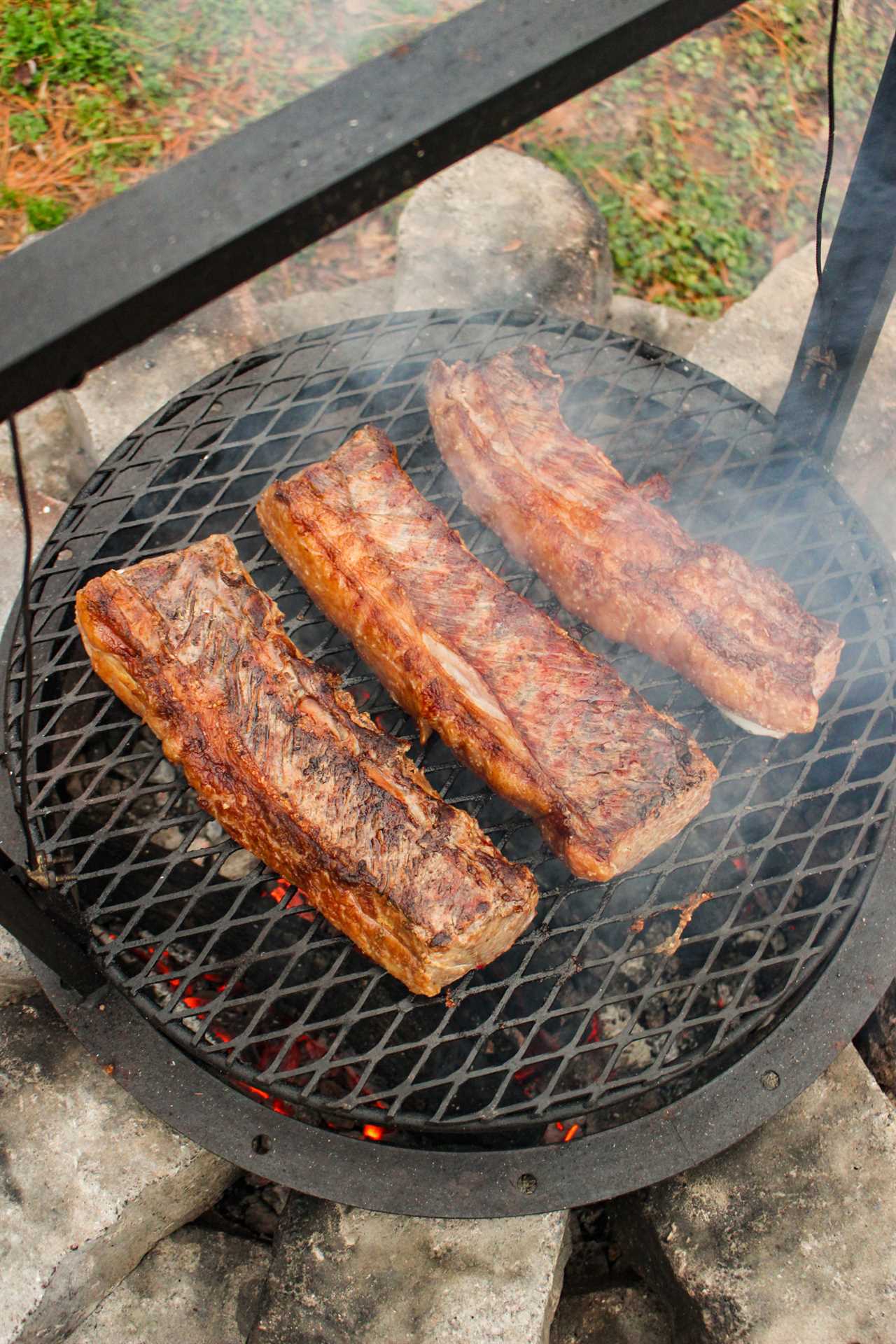 Brazilian Steaks with Habanero Chimichurri after that first flip.