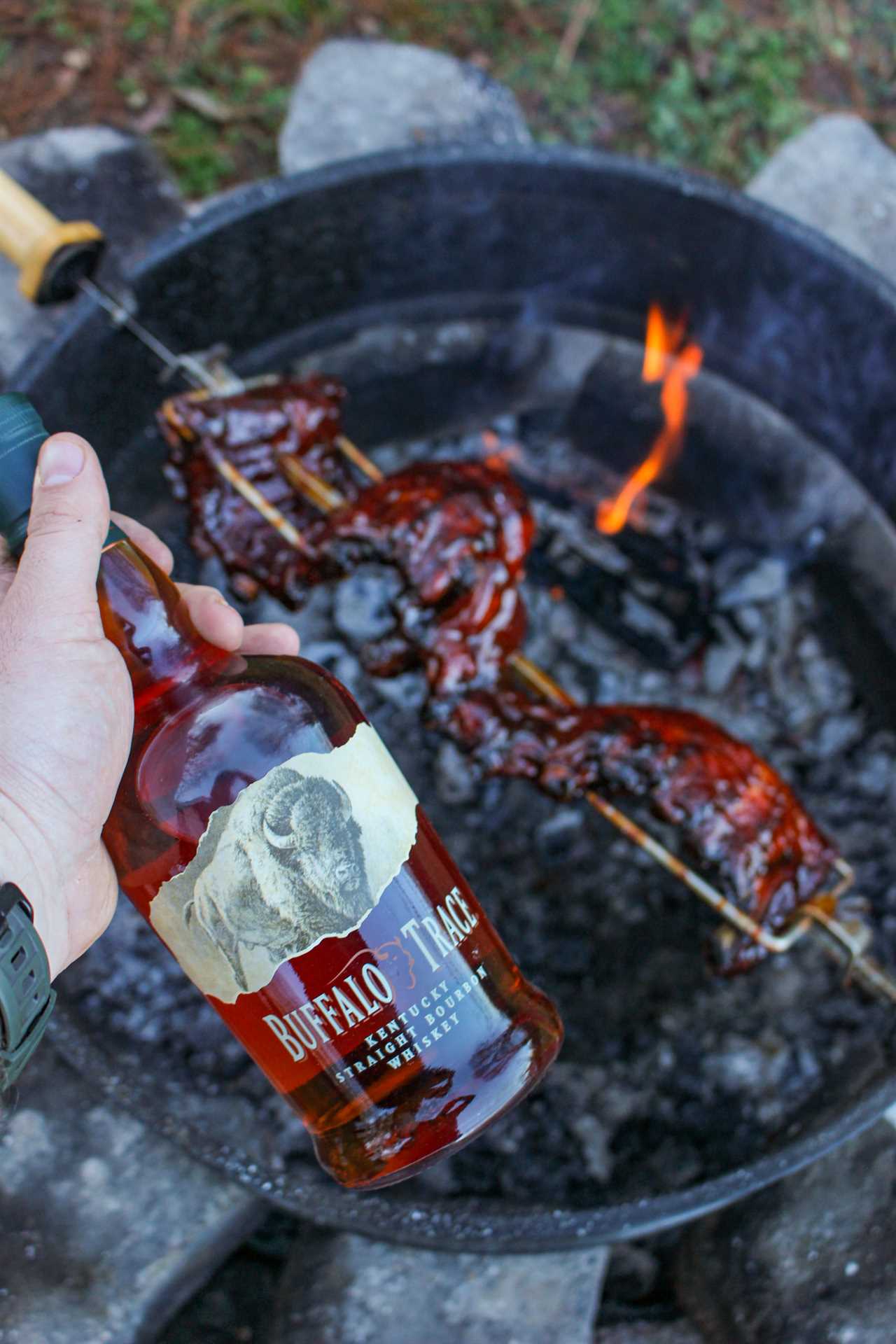 Maple Gochujang Rotisserie Ribs and buffalo trace