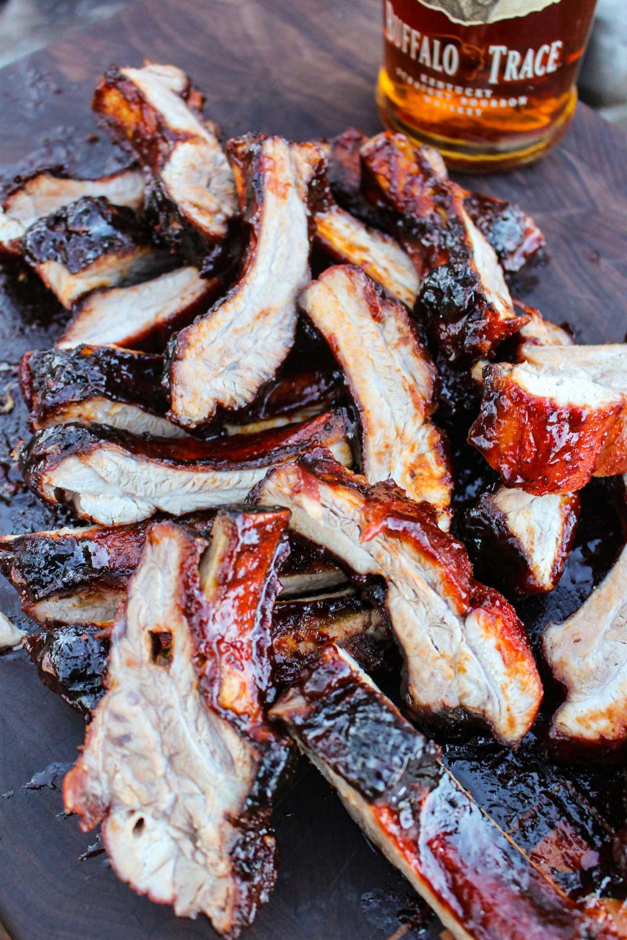 Maple Gochujang Rotisserie Ribs up close and personal.