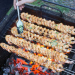 Spicy Tequila Lime Shrimp Skewers getting the butter baste.