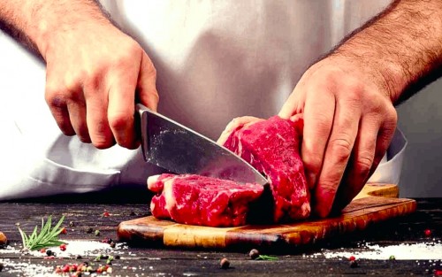 cutting a meat