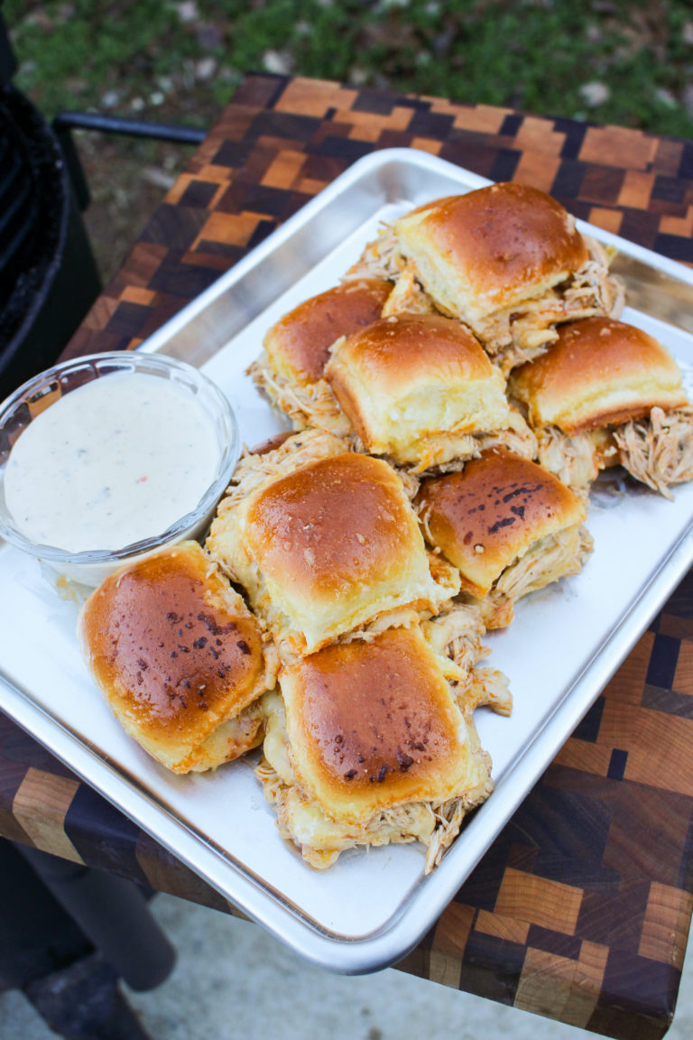 Cheesy Buffalo Chicken Sliders done, plated and ready to devour.