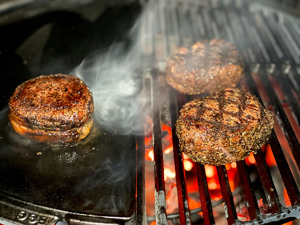 bacon and sage-wrapped filet on the plancha