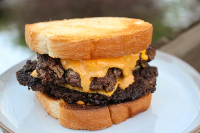 Chopped Texas Patty Melt full view before being sliced.