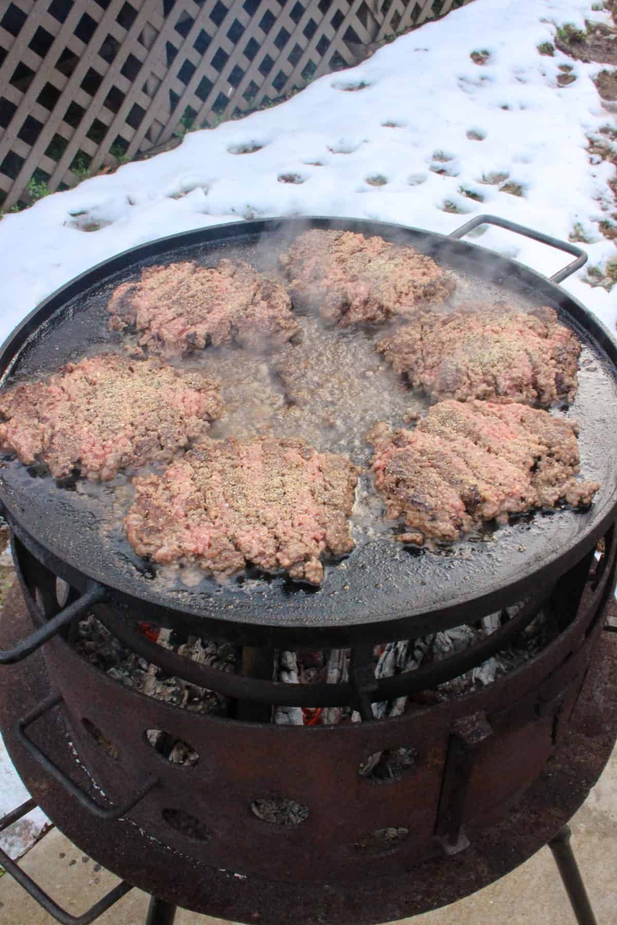 Chopped Texas Patty Melt after the flip and chop.