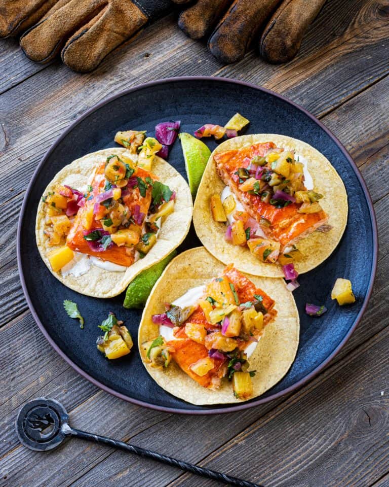 Salmon Al Pastor Tacos are served!