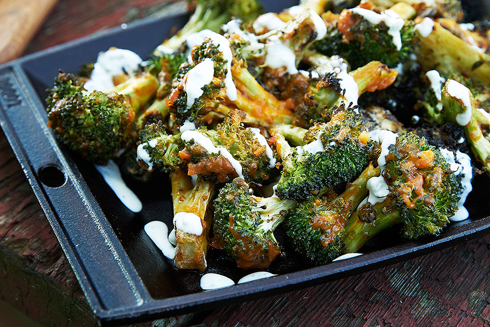 Buffaque Broccoli with Blue Cheese Drizzle