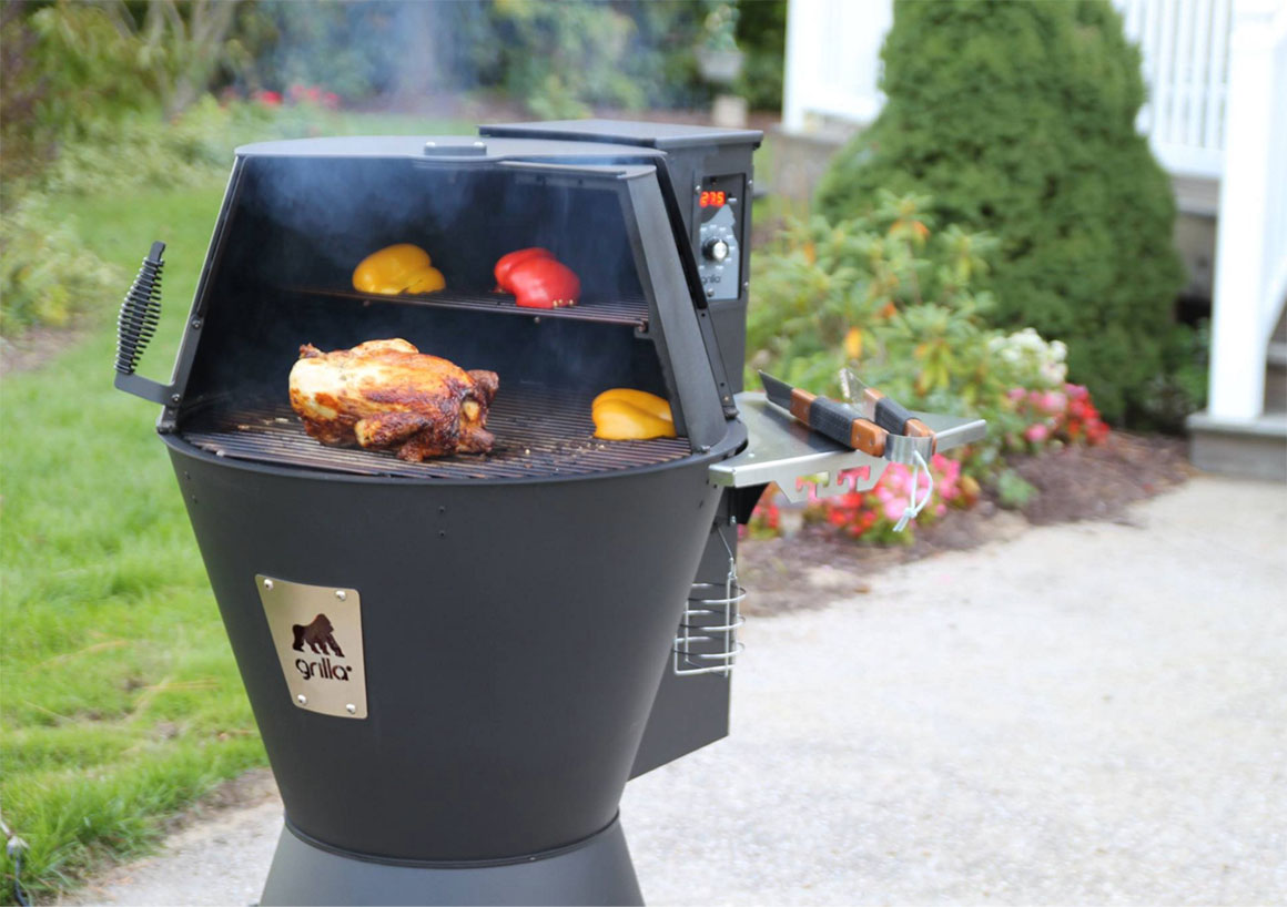 wifi pellet grill in yard