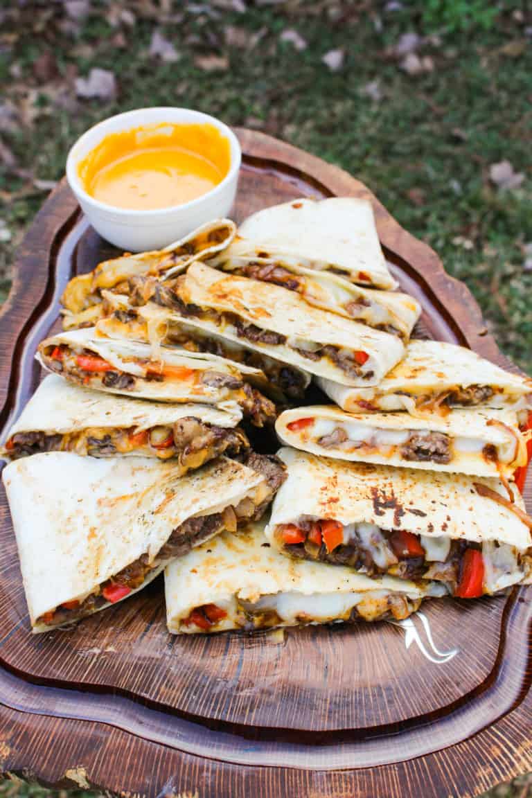 Cheesesteak Quesadilla ready to be eaten!