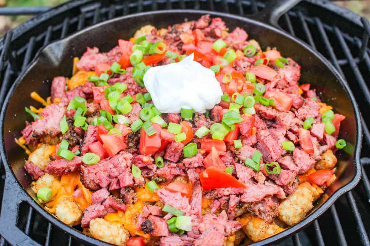 Cheesy Irish Tater Tots are assembled and ready to eat!