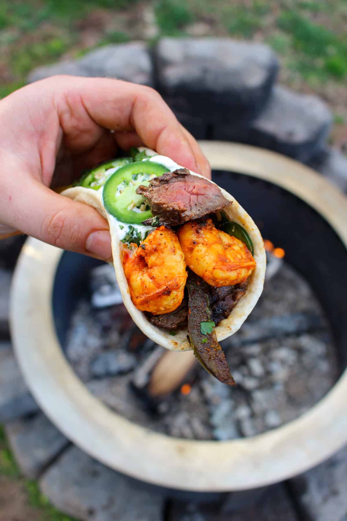 Fajitas assembled and ready to take that first bite!