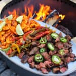 Surf and Turf Fajitas plated and ready to serve.