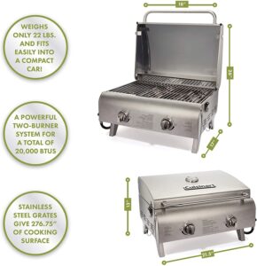 Cuisinart CGG-306 Chef’s Style Portable Propane Tabletop, Professional Gas Grill