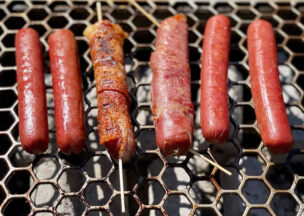 Hot Dogs Grilling on the Nomad Grill