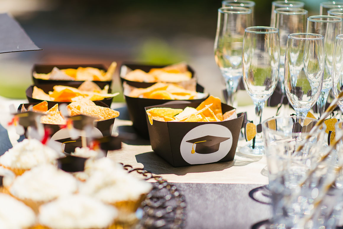 table decorated for graduation party