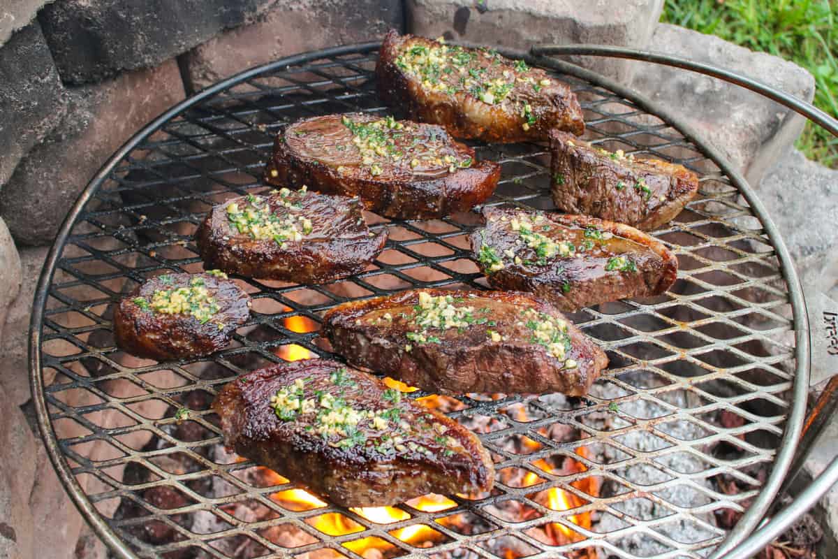 grilled picanha on the grill basted with garlic butter