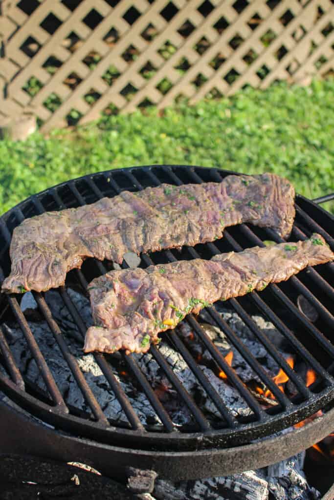 Carne Asada getting started on the grill.