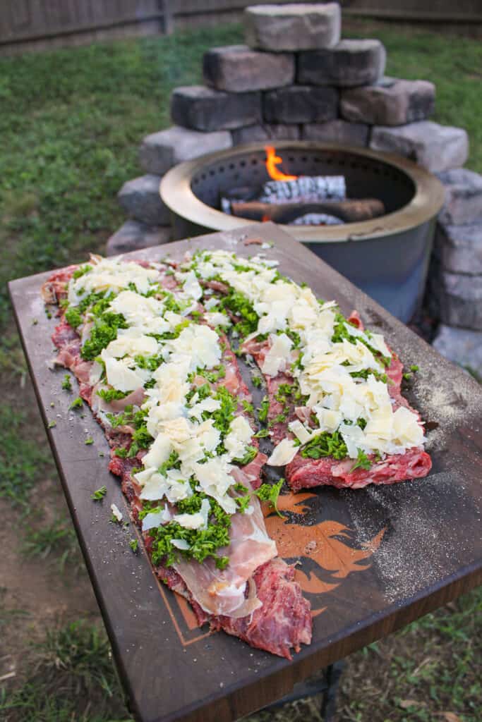 Making the surf and turf pinwheels