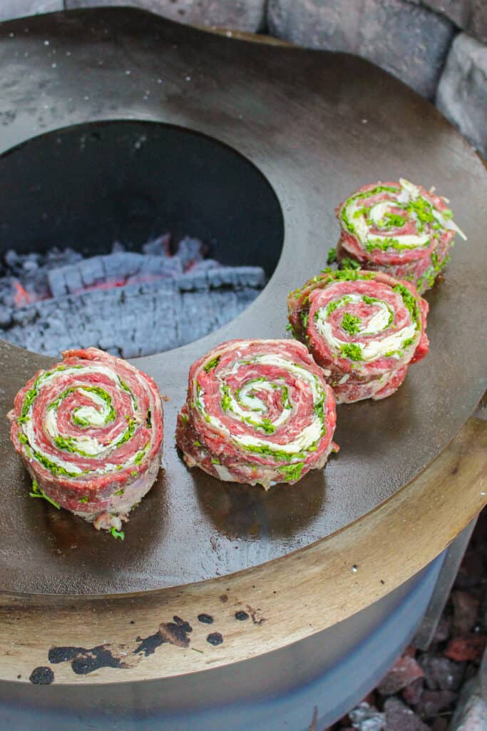 Searing the pinwheels on the Breeo Sear Plate