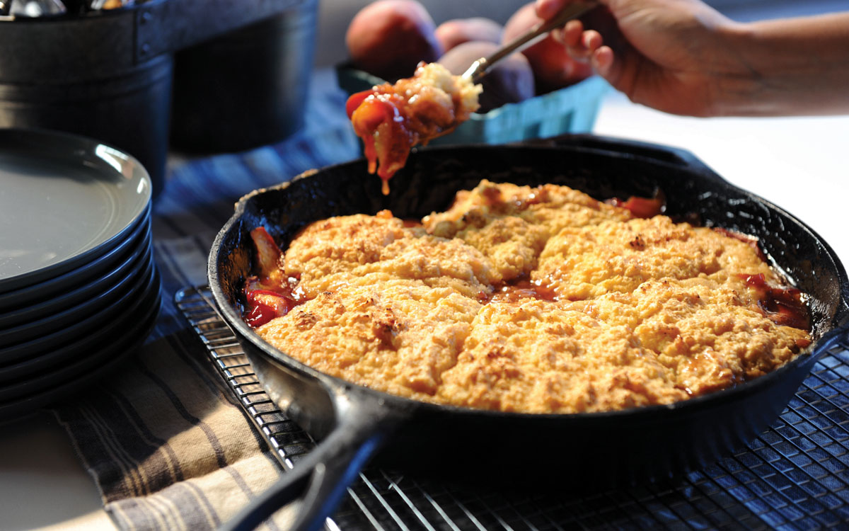 Smoky Bourbon Peach Cobbler