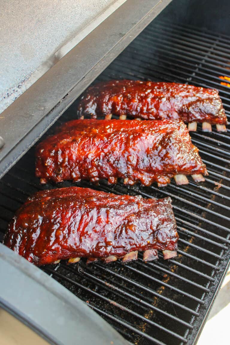 Finishing the Habanero Peach Smoked Ribs