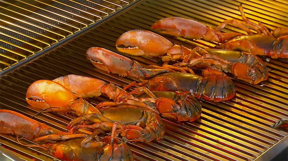 Lobster Rolls Recipe on a gas grill