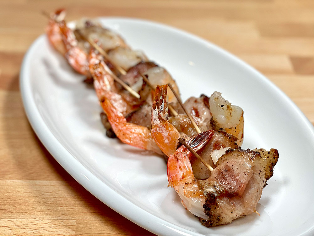 Grilled Pastrami Bacon-Wrapprd Shrimp