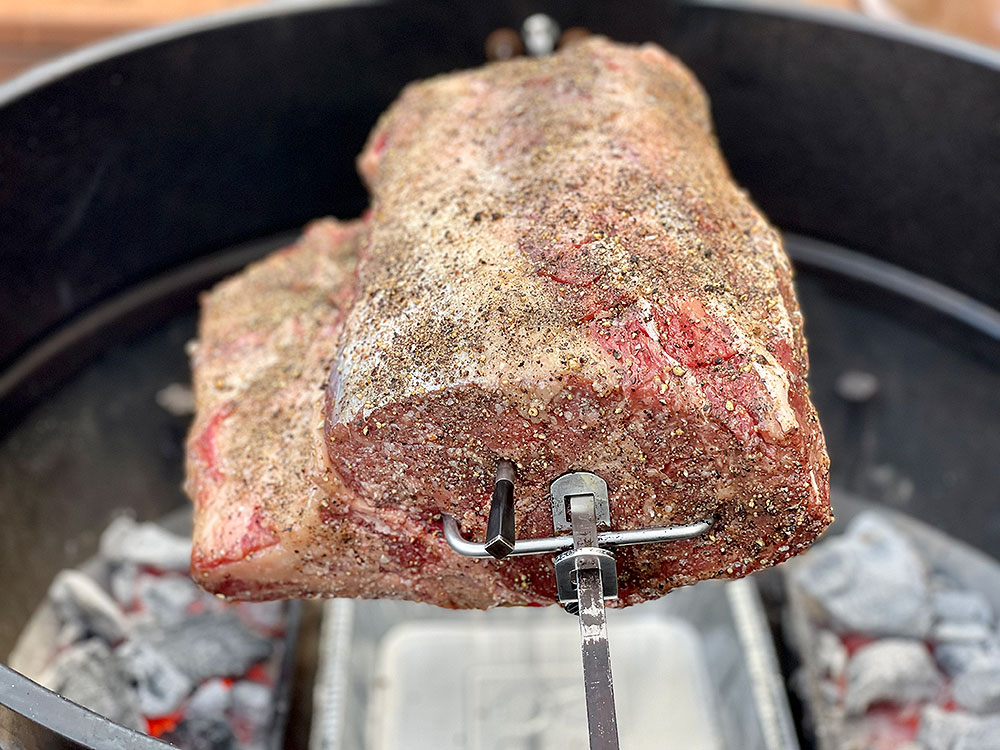 Rotisserie Prime Rib on the grill