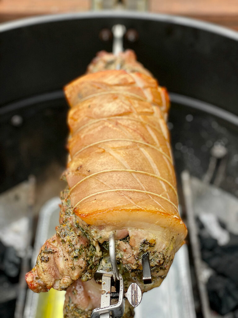 Italian Porchetta cooking