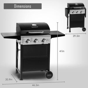 Master Cook 3 Burner BBQ Propane Gas Grill