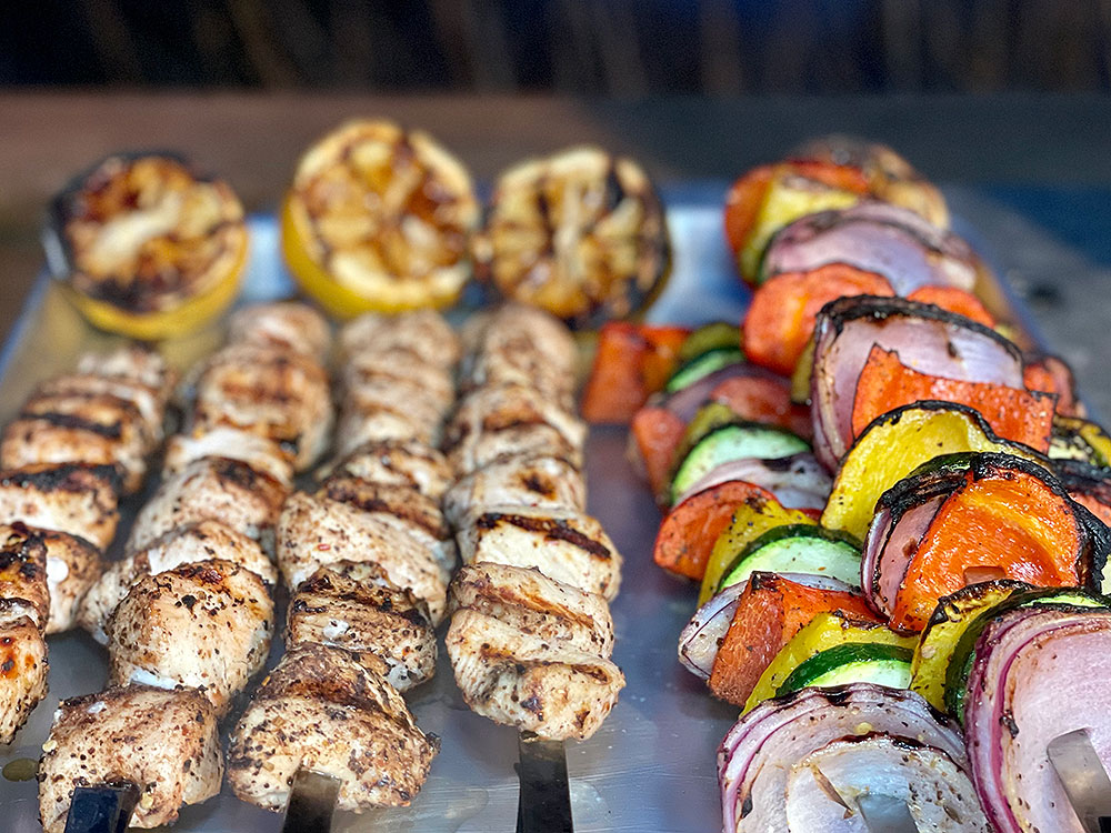 Moroccan spiced chicken kebabs