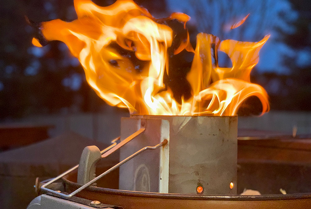 Ribeye Steaks - Lighting the fire 