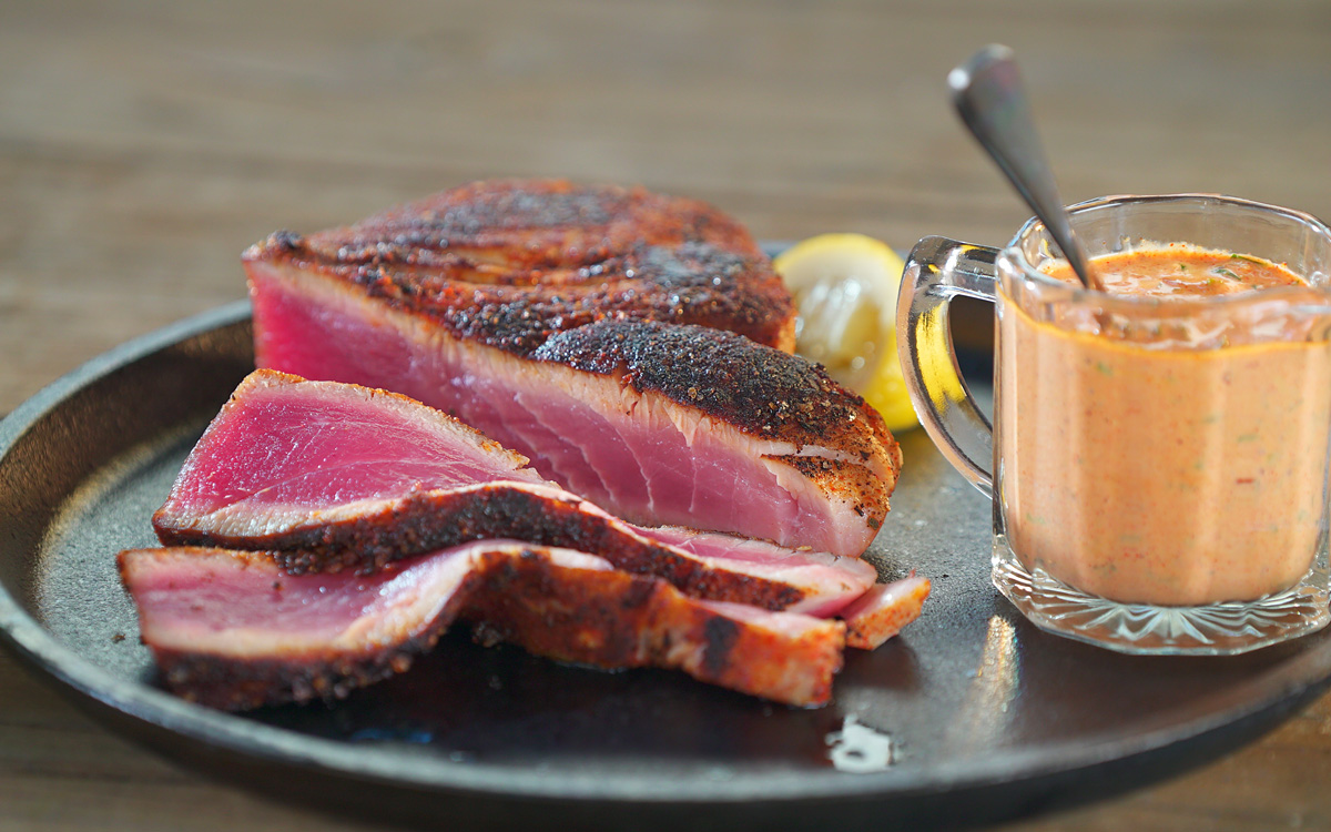 Grill-Blackened Tuna with Cajun Remoulade