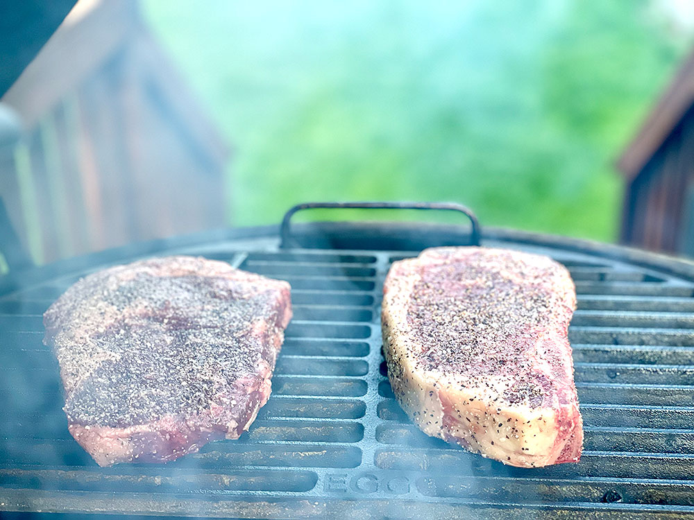 Steaks seasoned up.