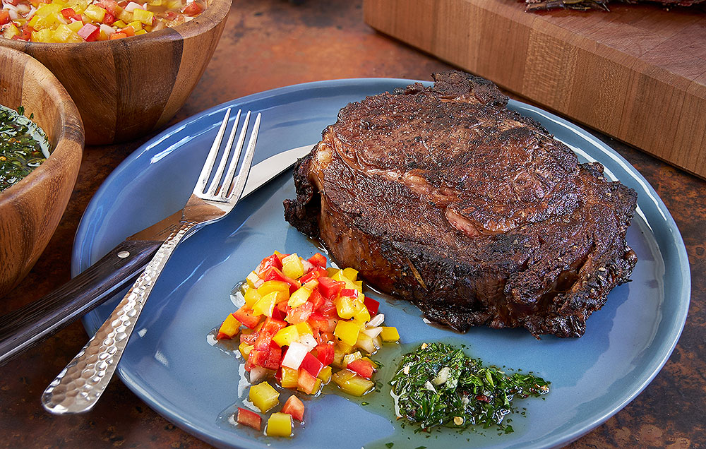 Argentinean-Fire---Wood Grilled Rib Roast with Chimichurri and Salsa Criolla