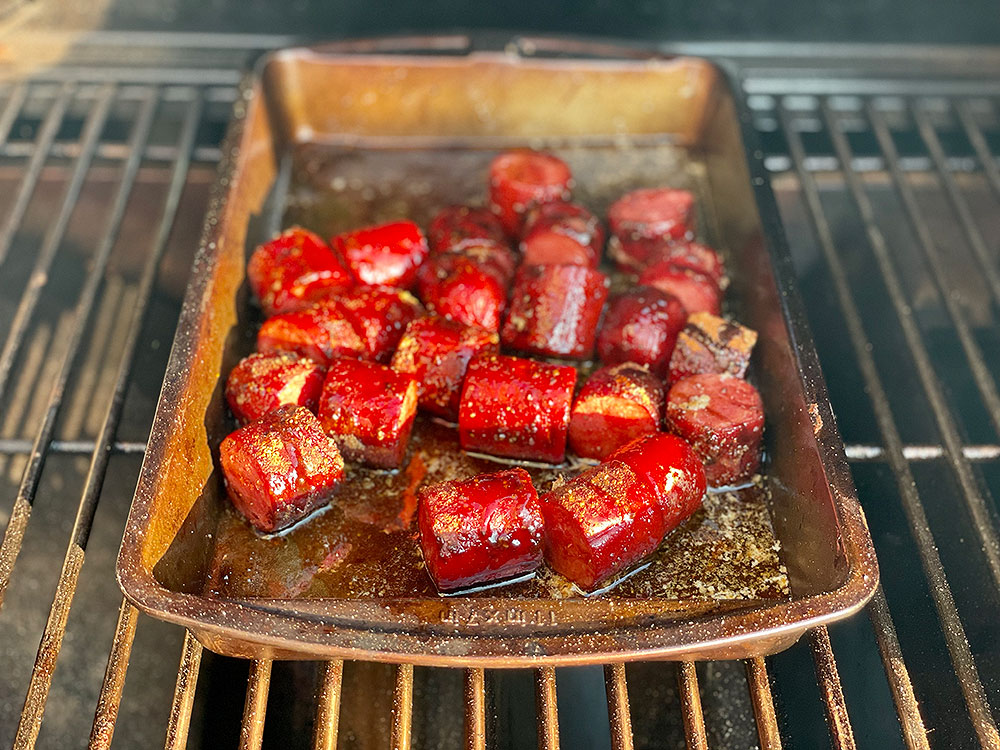 Hot Dog Burnt Ends on the Grill